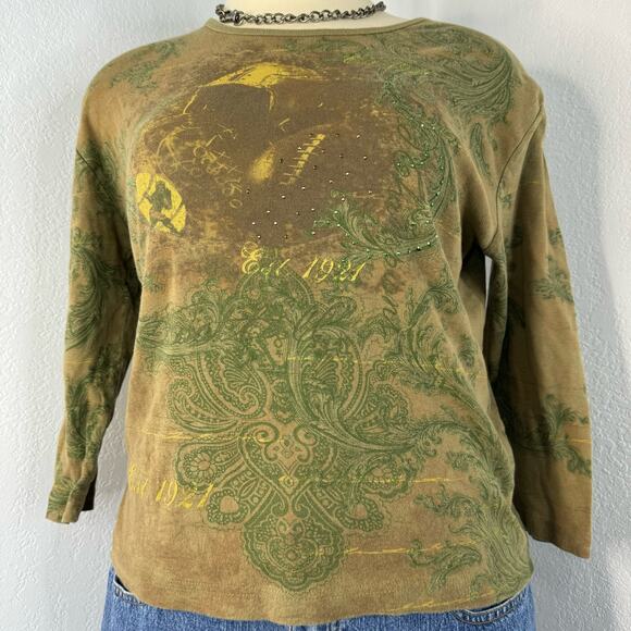 Y2K Football All Over Print Top 3/4 Sleeves Size XL - Picture 1 of 8